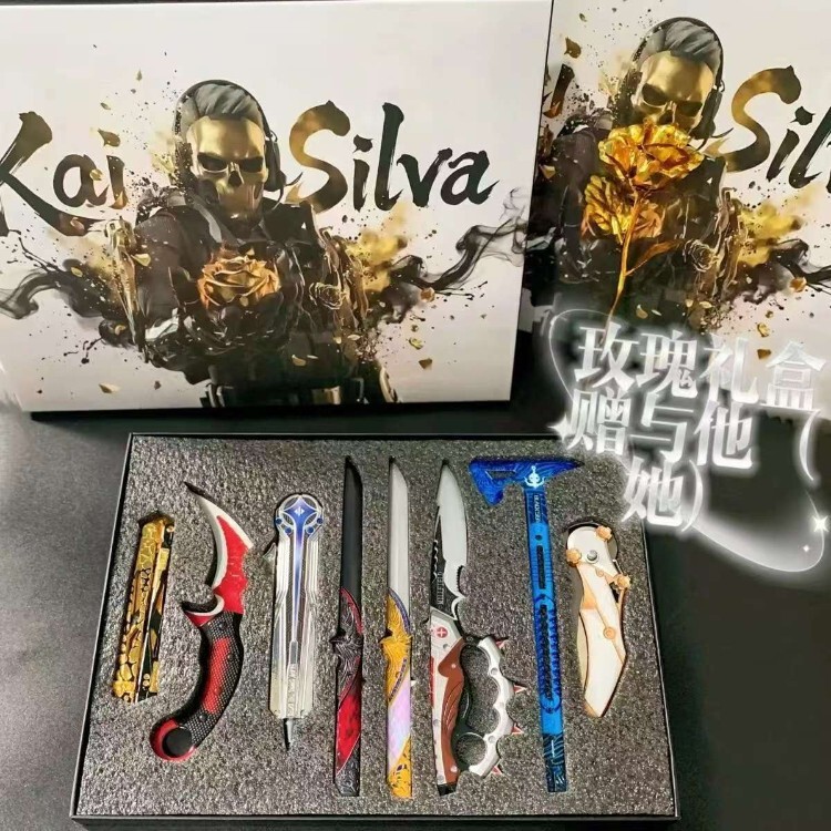Delta Force Alloy Knife Mold Collection Gift Box Gold-Plated Rose Theme Decorative Items Delta Force Alloy Knife Mold Collection Gift Box Gold-Plated Rose Theme Decorative Items