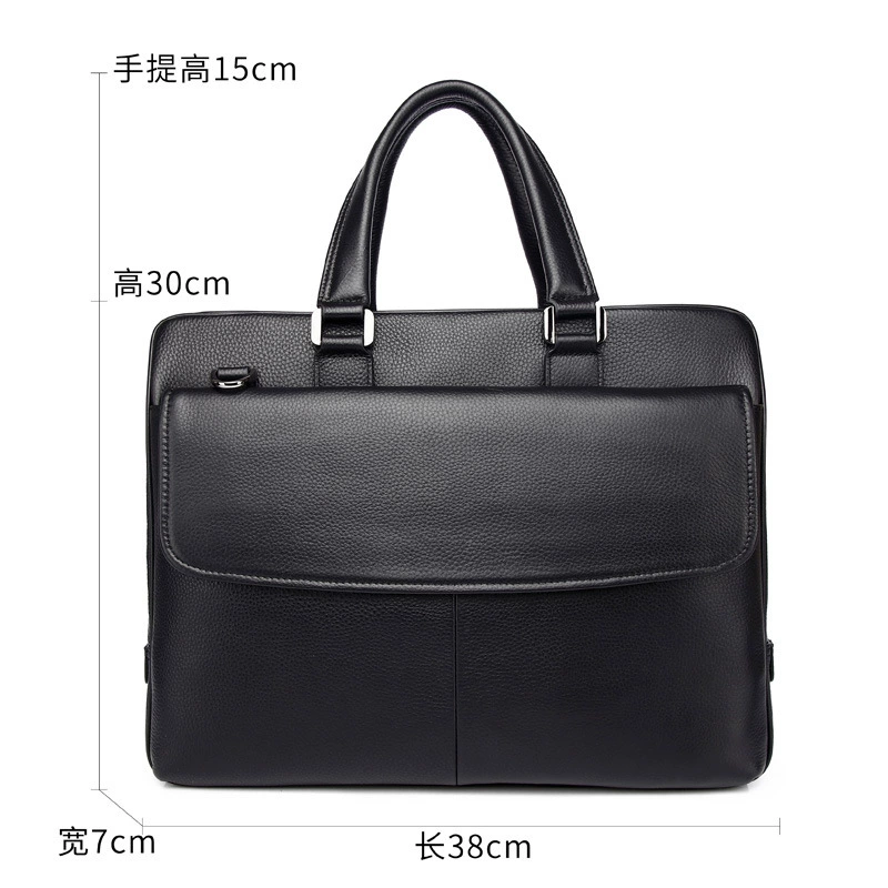 Capacious waterproof laptop for leisure, bag, business version, high-end, genuine leather
