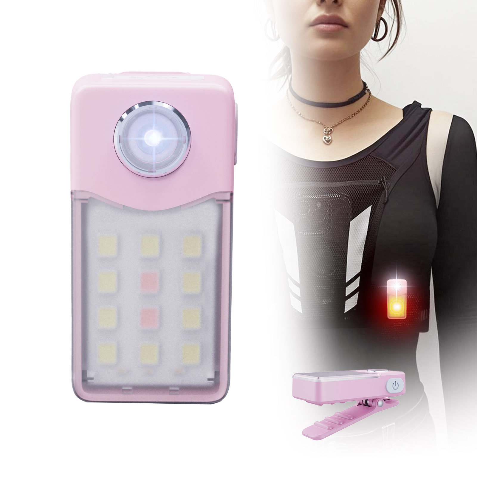 2025跨境电商新款多功能LED夜间警示灯可充电夹子灯跑步灯