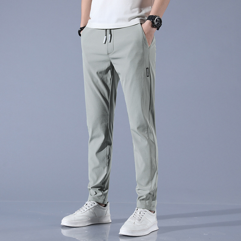 Casual pants men's summer thin lace pants men's casual trousers men's elastic waist 2021 new fashion