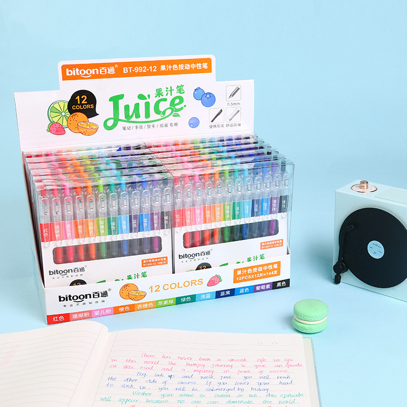 Factory Price Wholesale Baitong 992 Juice Color Pen Gel Pen 12 Color Needle Tube Handbook Painting Greeting Card Description Pen Factory Price Wholesale Baitong 992 Juice Color Pen Gel Pen 12 Color Needle Tube Handbook Painting Greeting Card Description Pen