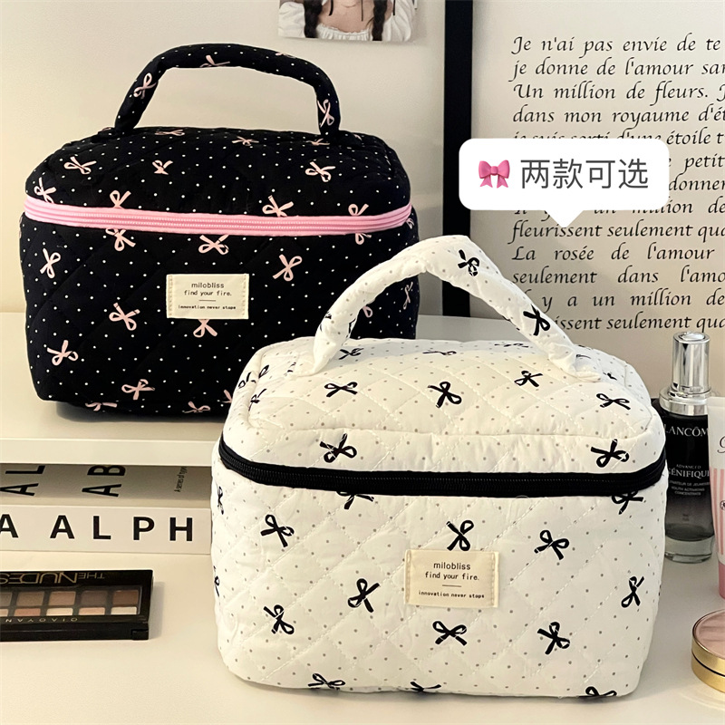 Nuevo punto de onda bolsas de maquillaje de arco de alta belleza bolsa de almacenamiento de viaje de gran capacidad bolsa de maquillaje bolsa de tocador bolsa de lavado