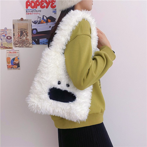 简约小清新ins风单肩包潮韩系小众百搭腋下包包甜美毛绒女包批发