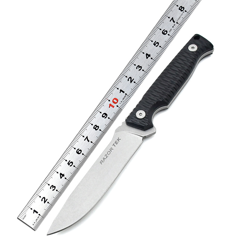 外贸爆款冷钢户外直刀高硬度G10柄野外探险战术刀便携锋利小直刀