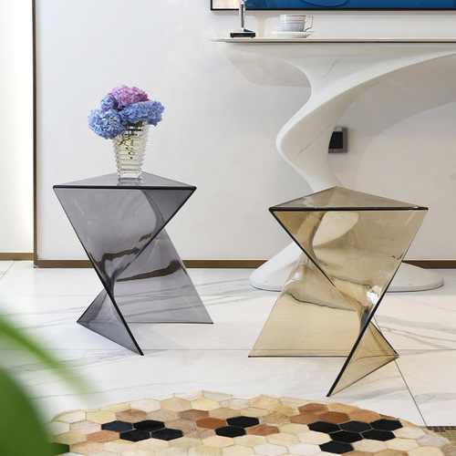 Acrylic sofa side table living room transparent geometric tea table small apartment minimalist nightstand designer lightning corner table
