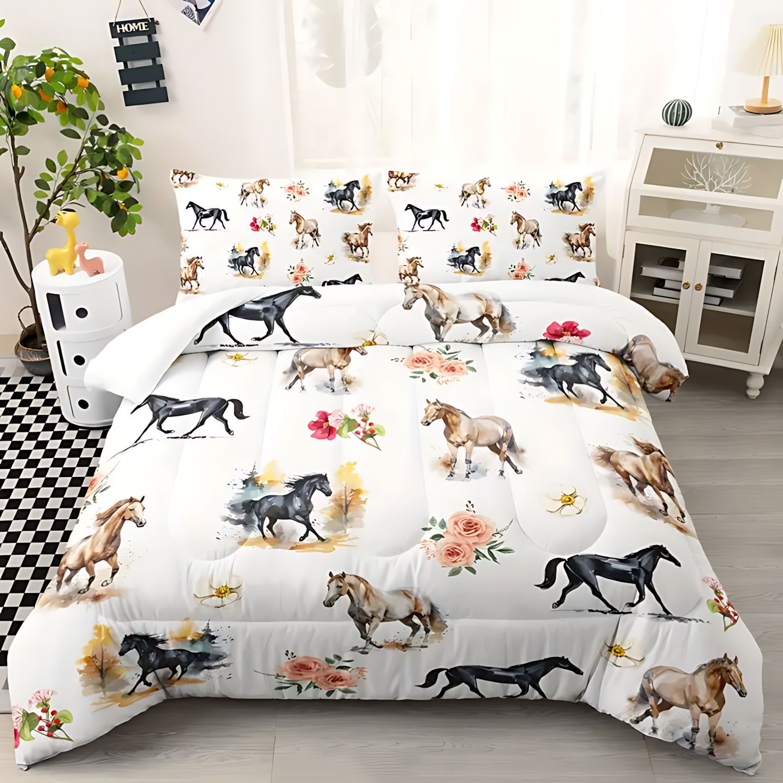 TEMU / JIT Amazon muchos animales lindos 3D impresión digital 180gms colcha set de ropa de cama