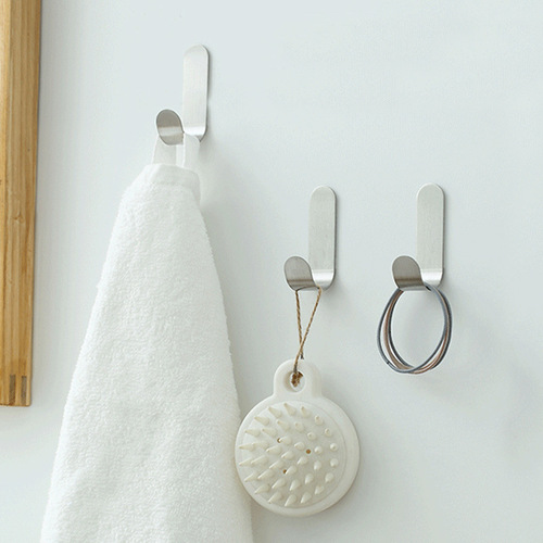 1427 Strong 304 stainless steel hooks, 8 pieces, kitchen and bathroom sundries hanging rack, key sticky hook, coat hook behind door