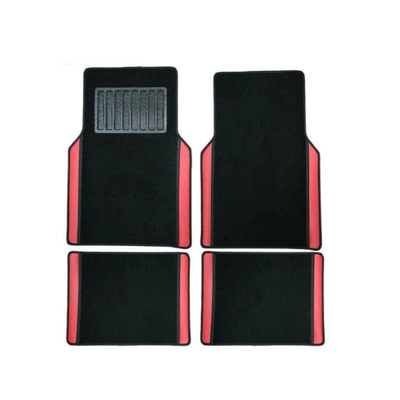 Universal Foot Pad car floor mat four-piece - black-red