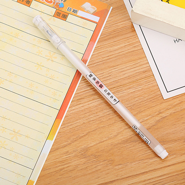 Directo de fábrica creativa nueva pluma de gel xueba transparente papelería de dibujos animados lindo con palabras pintadas a base de agua firma pluma