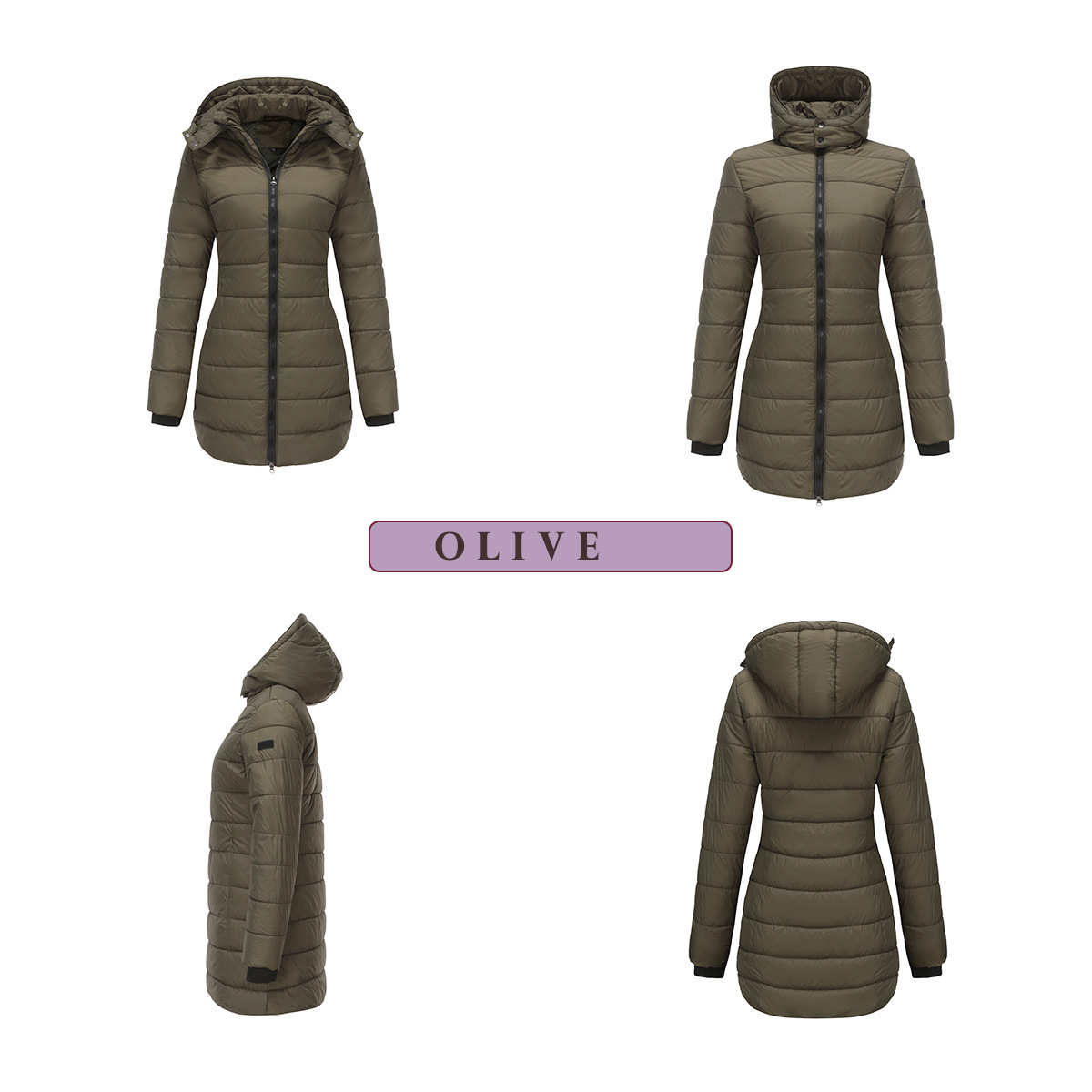 Abrigo de invierno para mujer con capucha extraíble parka impermeable_voghion.com