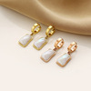 White fashionable earrings stainless steel from pearl, Japanese and Korean