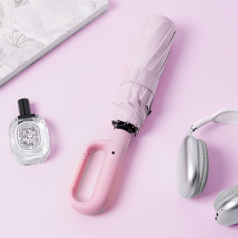 Paraguas plegable automático de gran tamaño con hebilla de anillo, paraguas de alta gama para hombre, lluvia o sol, paraguas para mochila para mujer