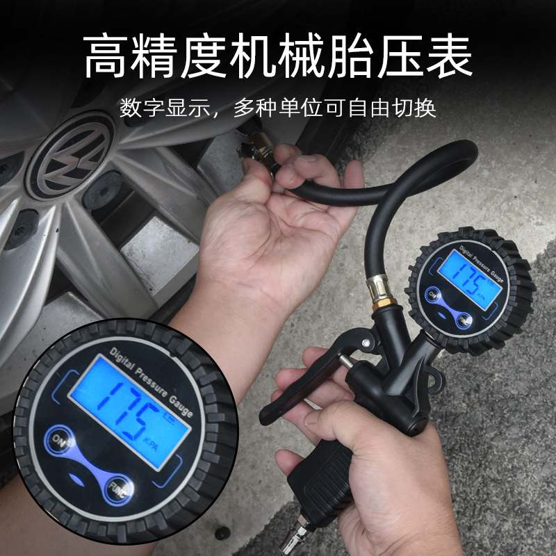 Pistola de presión de neumáticos de coche de alta precisión LED LCD pantalla luminosa medidor de presión de neumáticos digital electrónico