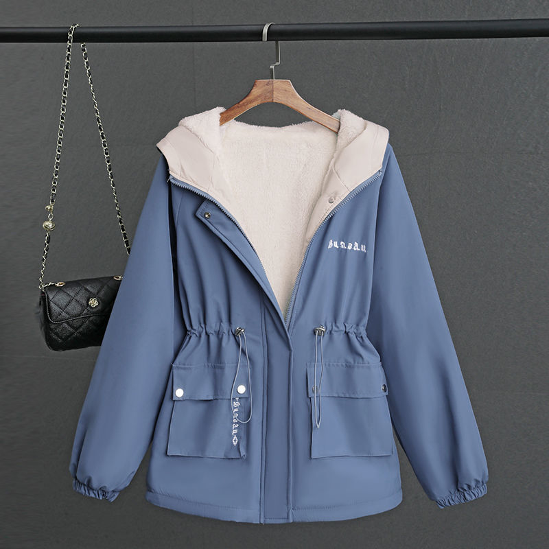 Small fleece-lined Thickened Coat Women's Autumn and Winter 2024 New Korean-style All-match Casual Short Loose Windbreaker Women's Trendy