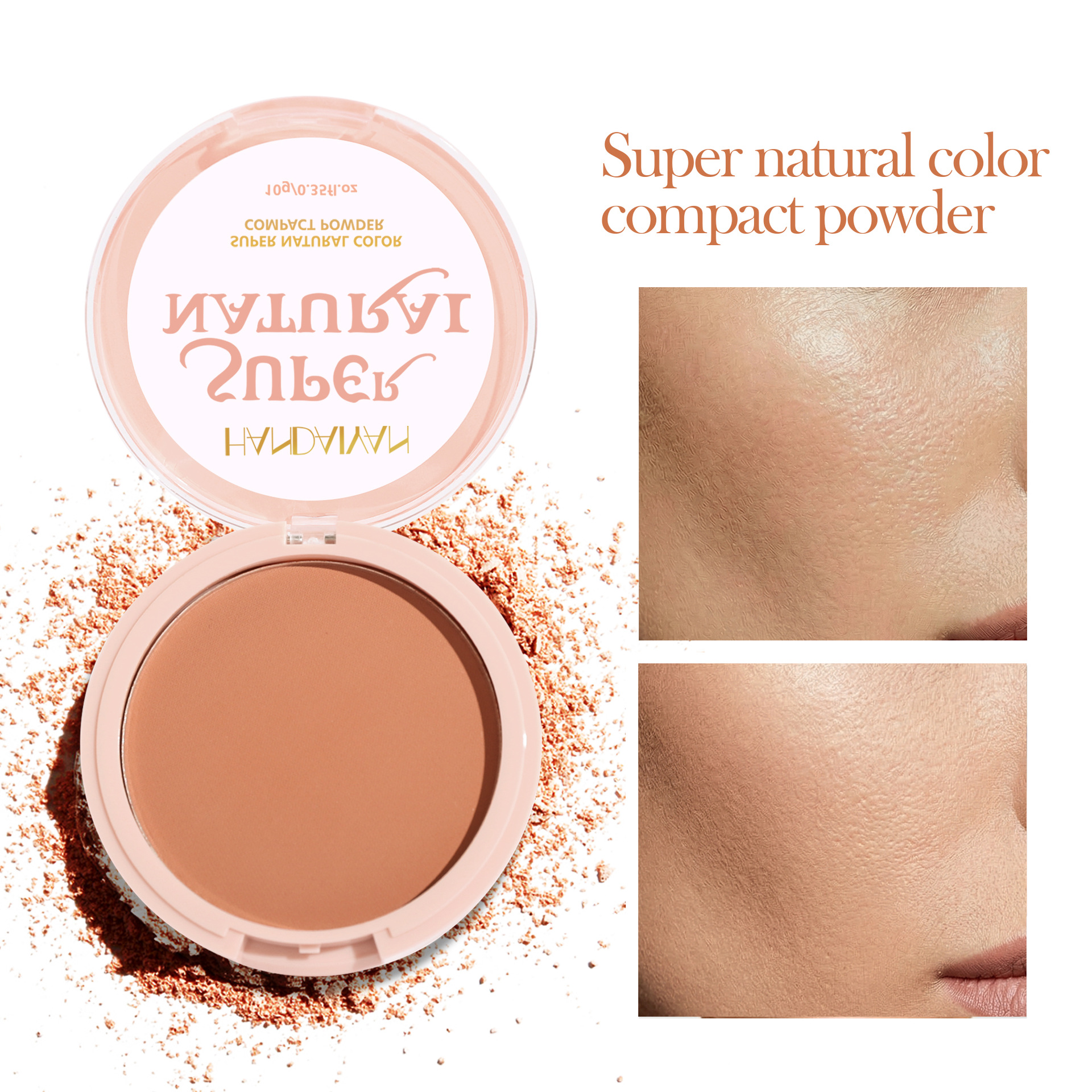 Polvo de maquillaje transfronterizo, control de aceite, impermeable, hidráulico duradero, polvo de blanqueador no pegajoso, polvo de maquillaje no quitable.