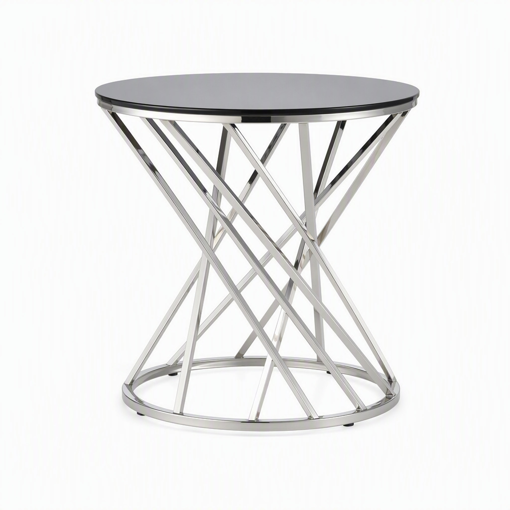 Mesa de té de vidrio templado, mesa de café de lujo ligera, mesa de café de alto nivel, mesa de borde moderna y simple
