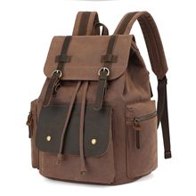 2025新款复古包盖式帆布双肩包大容量男士休闲学生书包经典现货