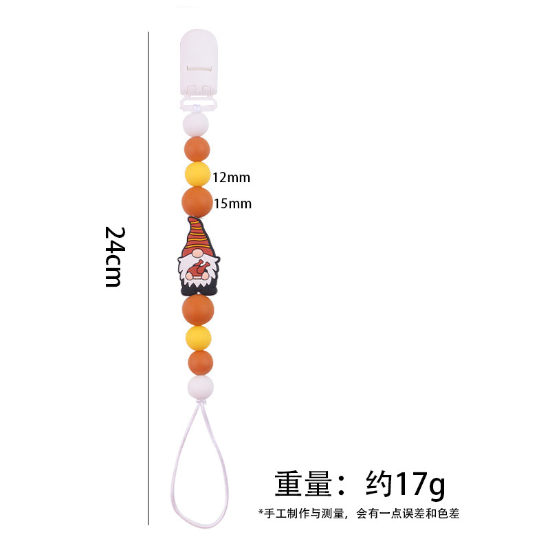 Nuevo bebé caricatura Santa calmar la cadena de tetas bebé silicona perlas goma de dientes de mordida de dientes anti-caída cadena