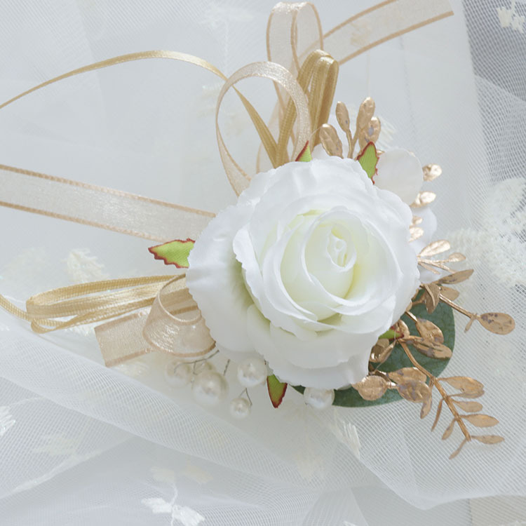芸涵閣XS198シミュレーション花胸花手首花ビジネス祭り式襟花森系結婚式用品ホワイト|undefined