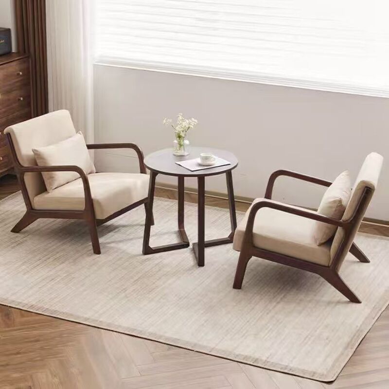 New Table and Chair Combination for Small Apartments, One Table and Two Chairs, Solid Wood Leisure, Simple Balcony Sofa Chair, Dormitory with Good Appearance