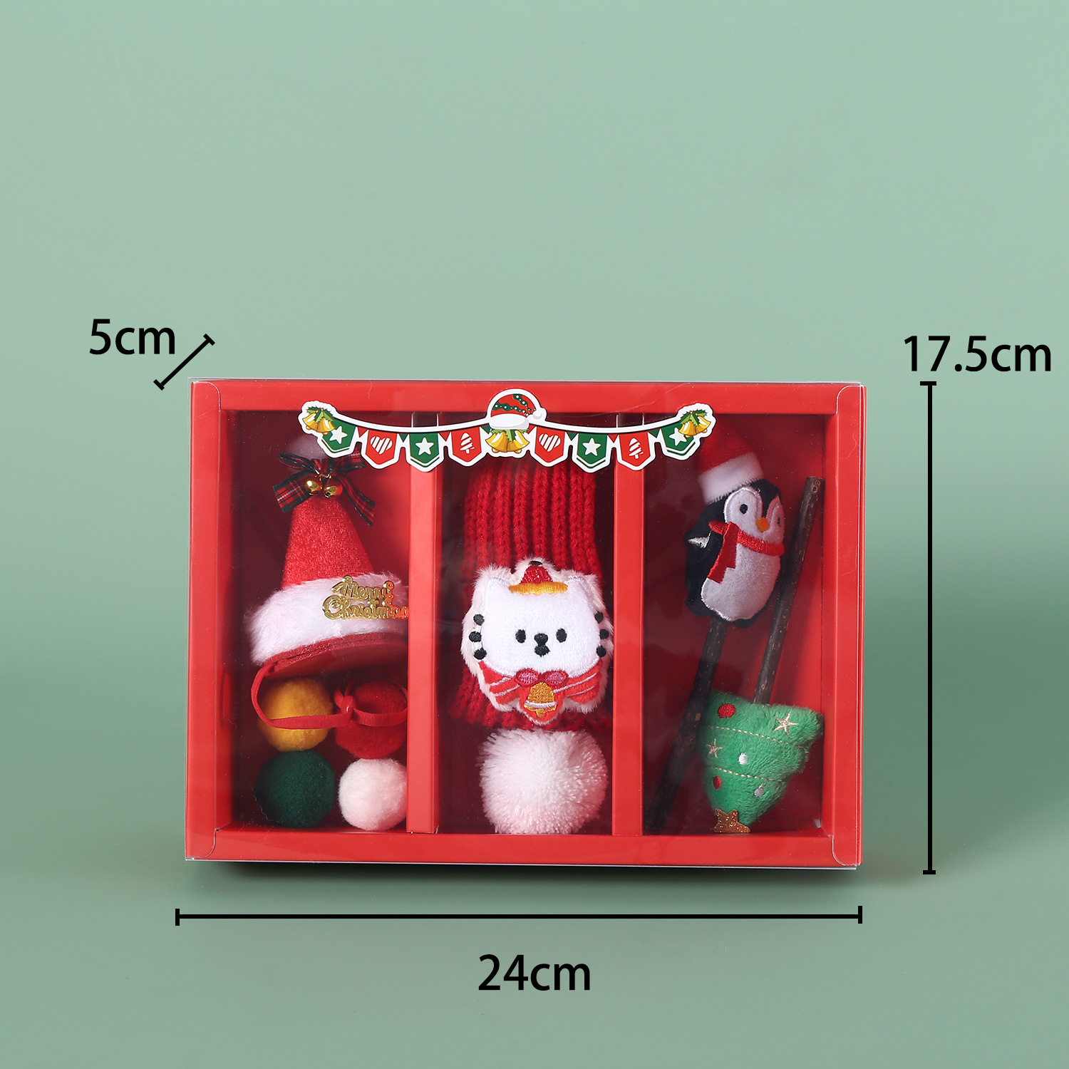 2024 mascotas gatos caja de regalo de Navidad set bufandas de lana sombrero árboles de Navidad parvínas palillos juguetes bola image 4