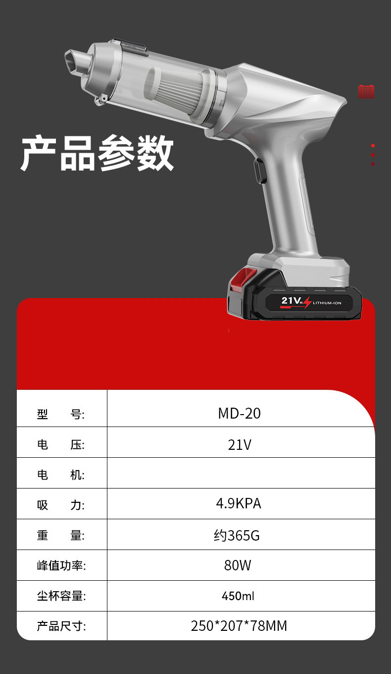 Car Vacuum Cleaner with Strong Suction, Small Handheld Model for Car and Home Use, Wireless, Super Strong Suction for Cleaning Cat Hair and Desktops