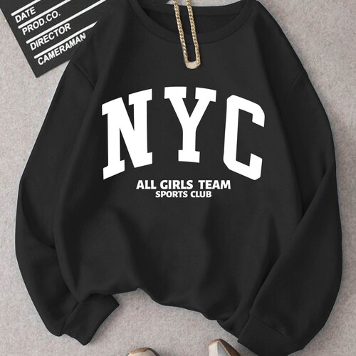 New York Women's Sports Team Sports Club Letter Print Sweater Autumn and Winter Round Neck Casual Sweater