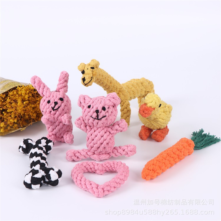 厂家宠物用品狗狗玩具绳结耐咬磨牙发声玩具动物组合胡萝卜