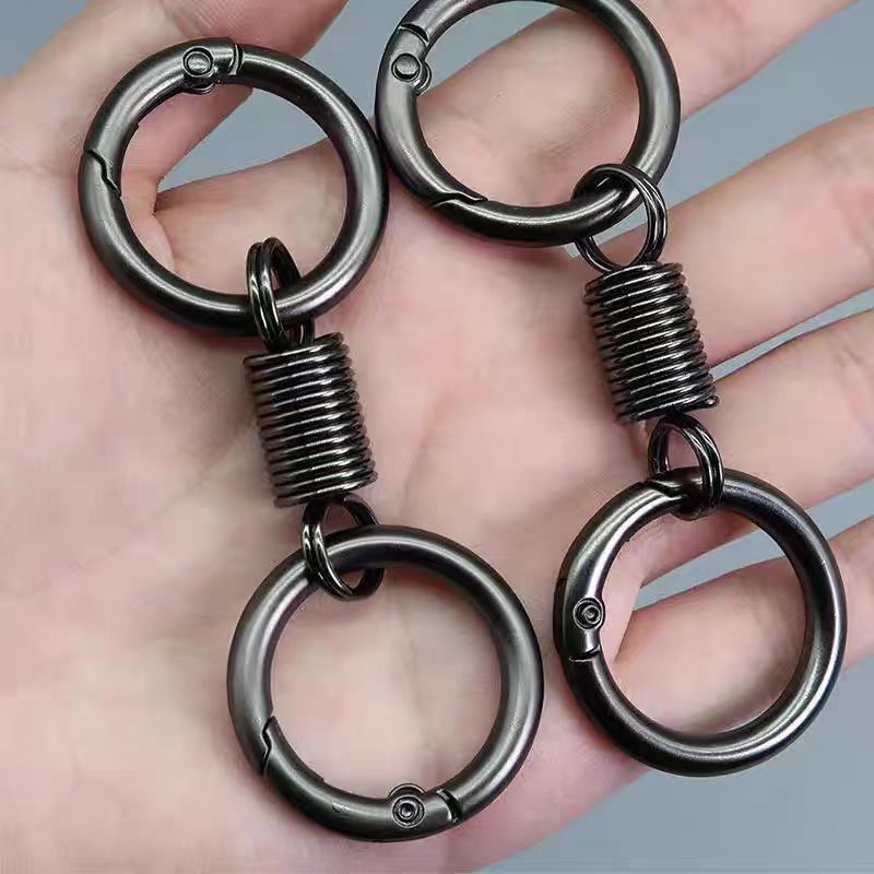 牢固耐用弹簧双圈钥匙扣工业小众设计个性钥匙圈挂件金属钥匙链|undefined
