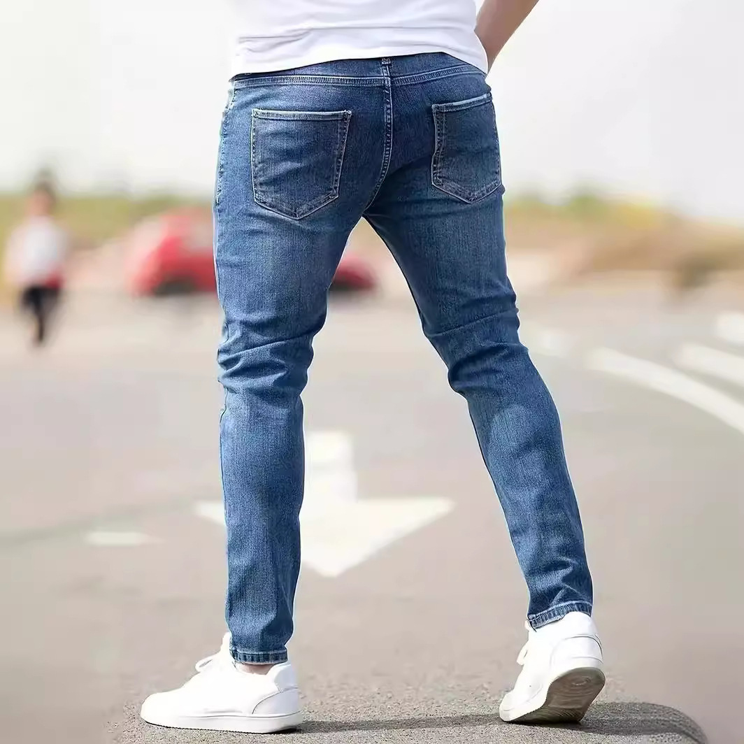 Men's Slim Fit Ripped Jeans Cross Border European American Style NK393_mkmklike.com