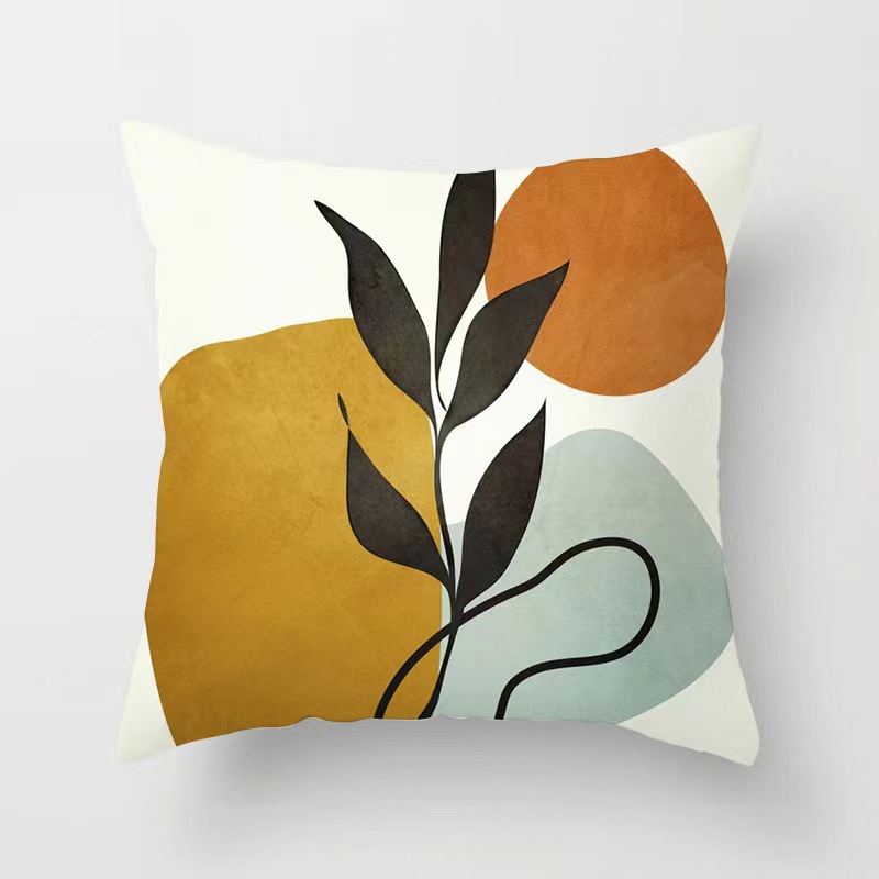 Funda De Almohada abstracta simple moderna funda de almohada de piel de melocotón geométrica simple funda de almohada de mediados de siglo