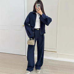 2025秋季新款跨境欧美外贸韩款简约运动女装长袖职业通勤休闲套装