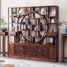中式仿古客厅一体博古架实木多宝阁书架展示架玄关柜隔断金花梨