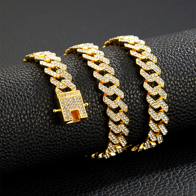 Hip hop necklace full diamond 12mm men's punk ins style hip-hop jewelry_voghion.com