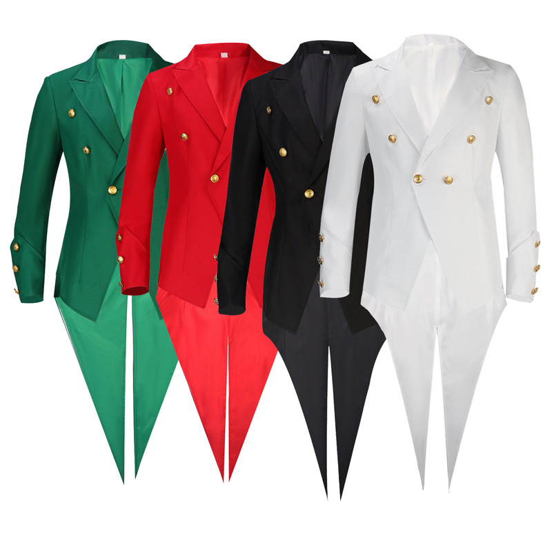 Manufacturer Wholesale Medieval Clothing, Colorful Court Tailcoats, Punk Halloween Stage Performance Suits in Stock