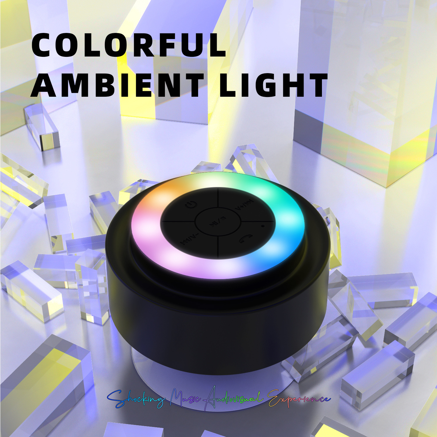 IP67 altavoces impermeables 5W alta potencia sonido portátil RGB iluminación de colores radiofrecuentes FM carga TYPEC