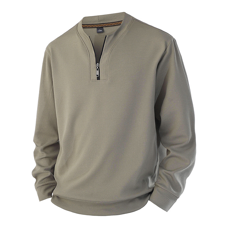 Fleece Thickened Sweater Men's Crew Neck Spring And Autumn Warm Casual T-shirt_viptrois.com