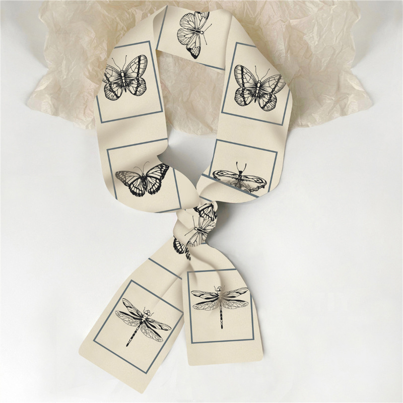 Bufanda pequeña larga de las Mujeres Nuevo estilo chino retro todo partido bufanda pequeña bufanda delgada banda de pelo estrecho cinta atada bolsa cinta