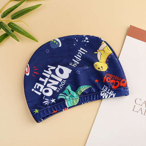 Children's swimming cap for boys and girls, waterproof, non-stretching, long hair, fashionable cloth cap, high-looking ear protection swimming cap, wholesale brim