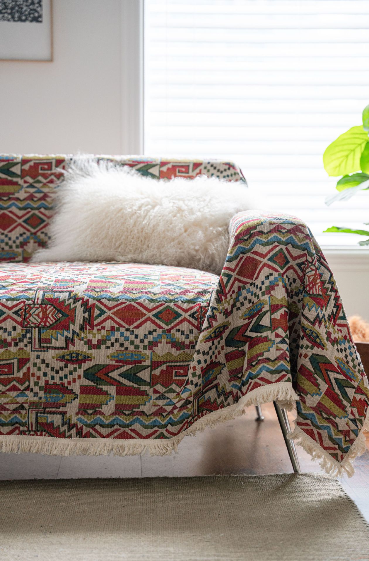 彩色徽章沙发巾