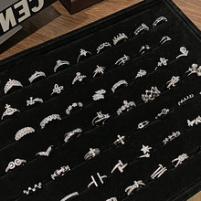 精致满钻锆石素圈皇冠开口戒指女气质百搭时尚食指戒冷淡风指环潮