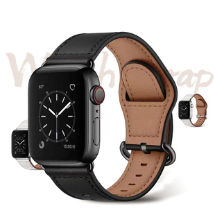 For Apple Huawei FB Xiaomi Leather Watchband Wristwatch Strap Japanese Hole Half Round Buckle Classic Watch Replacement Strap