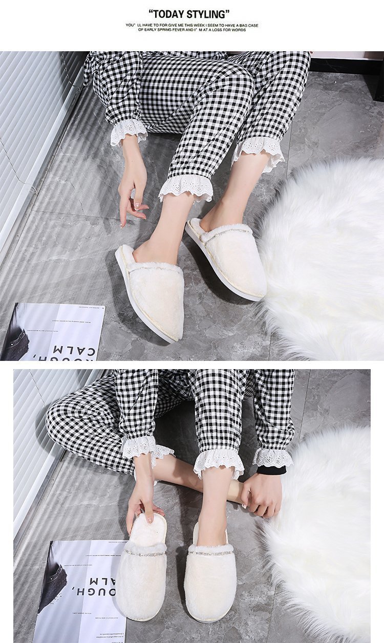 fashion solid color pearl decor fluffy slippers Nihaostyles wholesale clothing vendor NSKJX74765