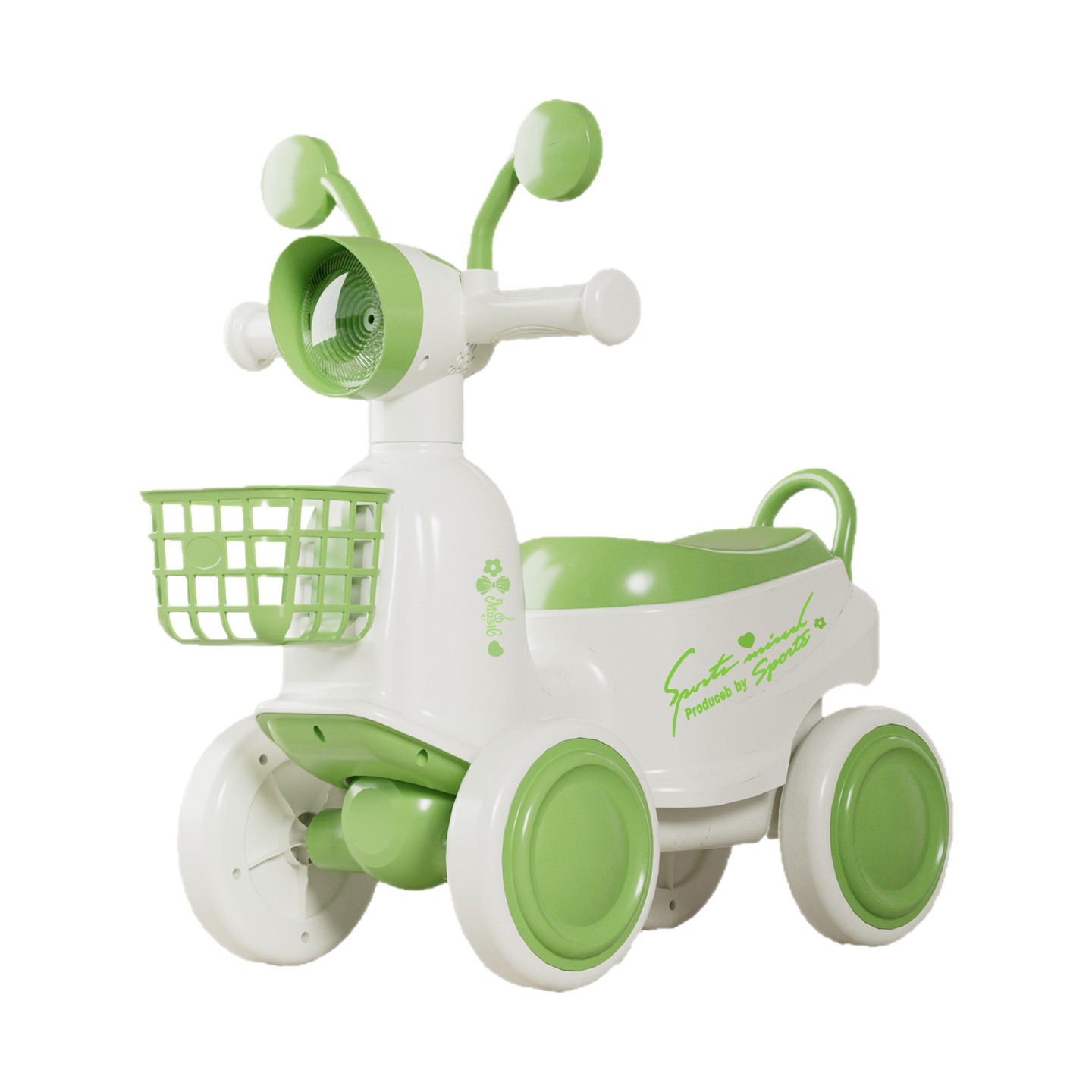 Patineta infantil de cuatro ruedas anti-rollover de 1 - 3 años de edad, vehículo de equilibrio con música y luces, se puede montar en patineta para niños pequeños
