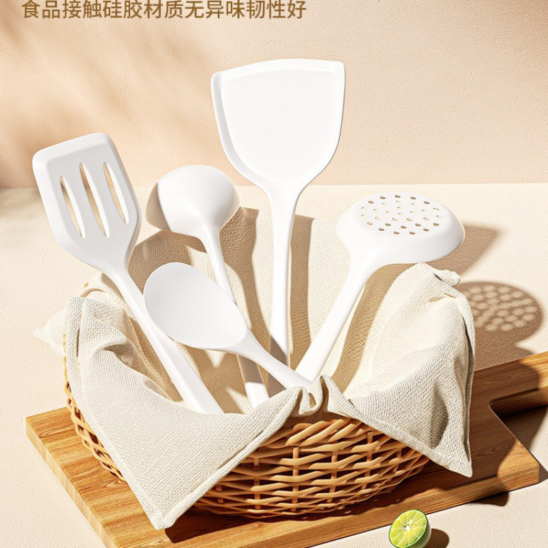 Espátula olla antiadherente para el hogar, cuchara de cocina resistente a altas temperaturas de silicona especial, cuchara de sopa, juego de utensilios de cocina de grado alimenticio, cuchara