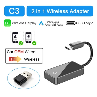 Simsiz CarPlay və Android Auto Adapter for Car-Machine Connectivity - c3-wireless-cpaa-type-c-interface-with-adapter