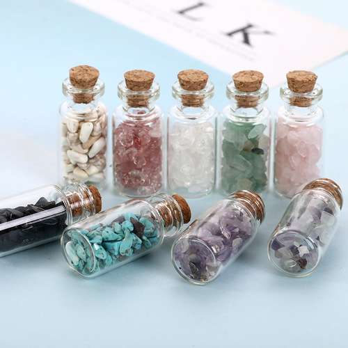 Cross-border natural crystal drift bottle colorful gravel wishing bottle agate fragrance bottle mini perfume bottle foreign trade wholesale