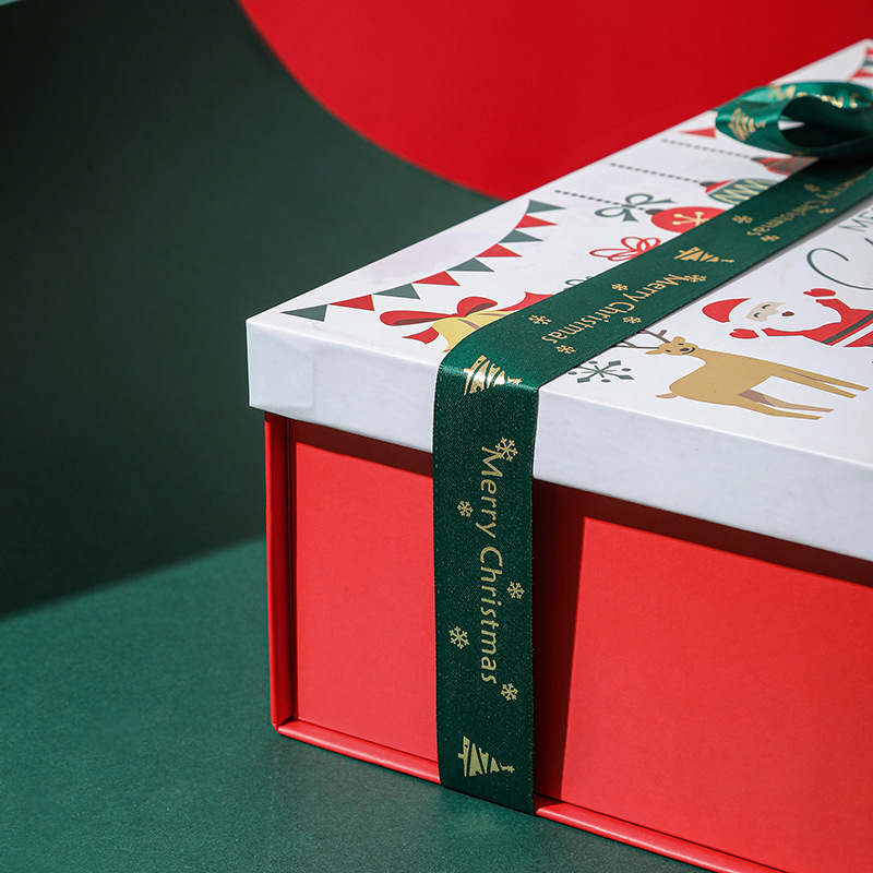 Caja de regalo de Navidad color rojo impresión Santa Claus tapa caja de regalo bufanda de Navidad guantes caja de embalaje image 6