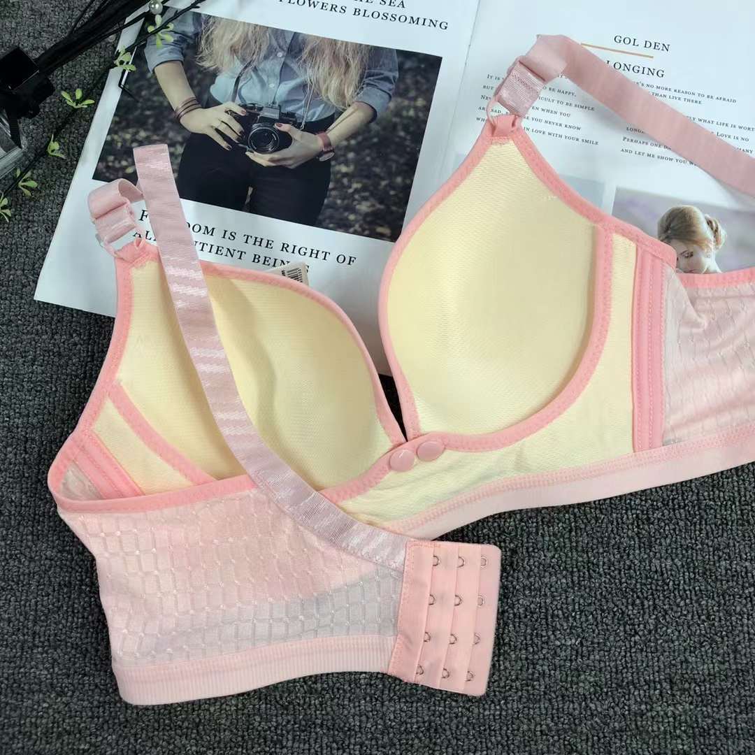 La hebilla delantera de las mujeres embarazadas sujetador de enfermería sin costuras de enfermería empuja hacia arriba anti-flacidez sujetador de taza grande ropa interior de enfermería taza delgada