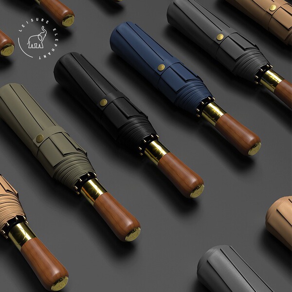 Automatic elite umbrella with umbrella holder from natural wood…